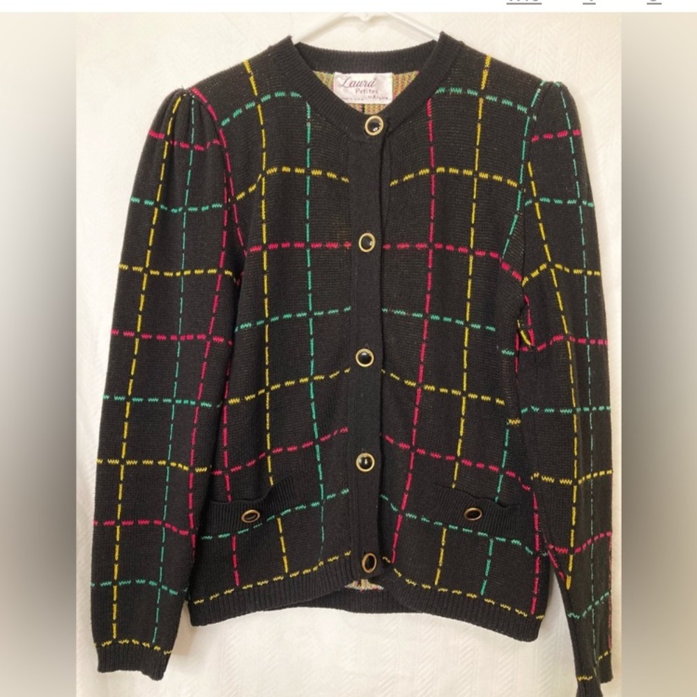 Vintage Womens Laura Petites by Alyzia Button up Cardigan Size 6